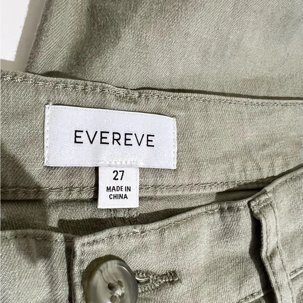 Evereve Joelle Stretch Linen Olive Wide-Leg Crop Pants - Picture 11 of 15